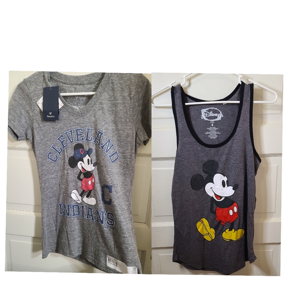 Bundled Mickey Mouse Cleveland Indians T-Shirt and Mickey Mouse Tank Top Size: S